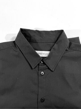 Hussein Chalayan Men's Black Button-Down Long Sleeve Shirt $95 Size 50 NWT